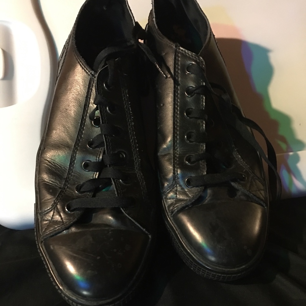 Black leather shoes